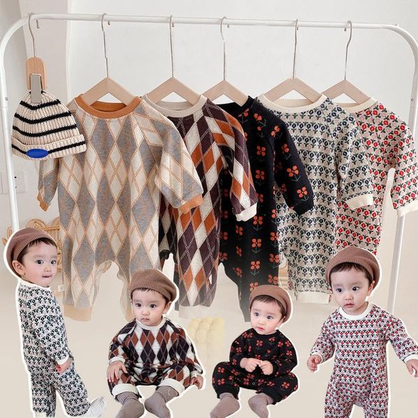 

jumpsuits 2021 baby romper knitted girl boy clothes infant rompers playsuits for babies jumpsuit autumn winter toddler overalls, Blue