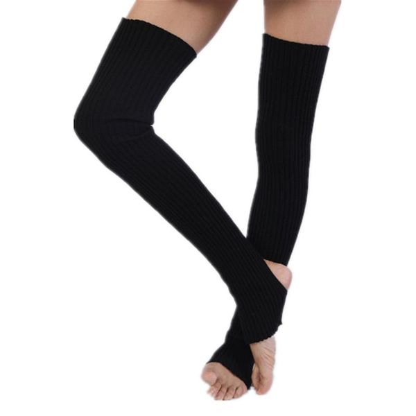 

socks & hosiery ladies winter step on the foot knitted boot cuffs trim ers candy colors long st014, Black;white