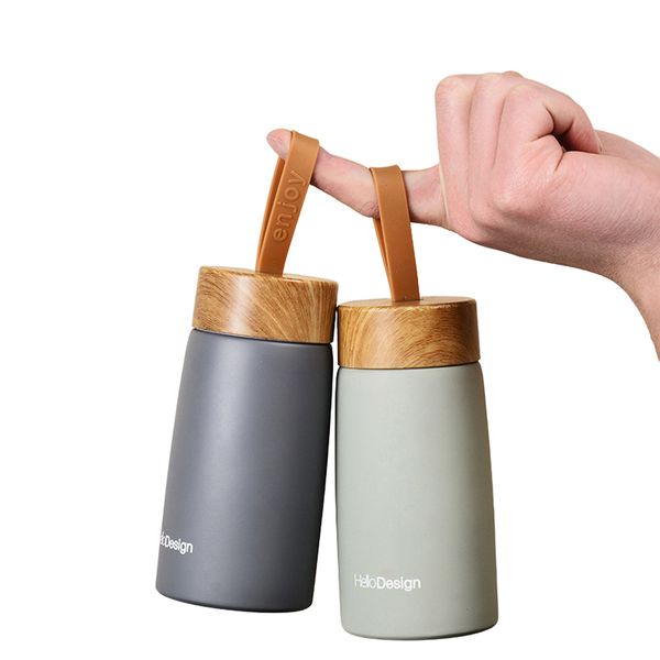 

304 stainless steel insulate mug water bottle tumbler thermos vacuum flasks mini portable travel coffee mugs thermal cup with rope gift jy09