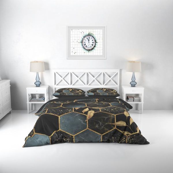 

bedding sets geometric plaid duvet cover  nordic gradient marble print double king quilt covers bedclothes (no bed sheets