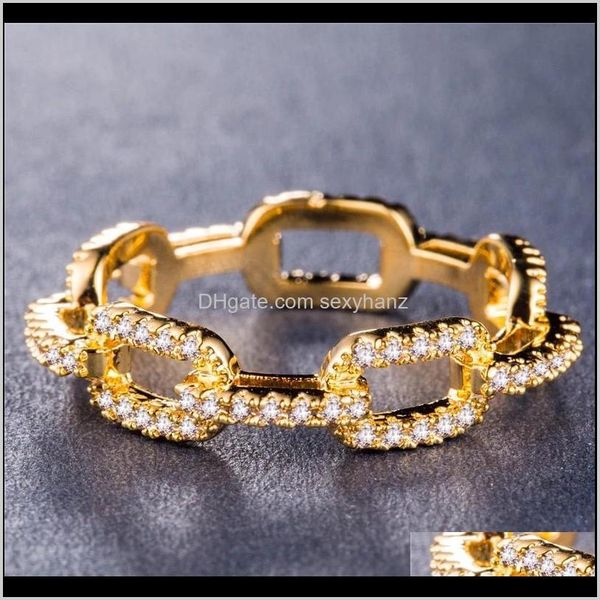 

with side stones rings drop delivery 2021 creative chain ladies zircon for women sier-plated rose gold copper rhinestone wedding ring jewelr, Silver
