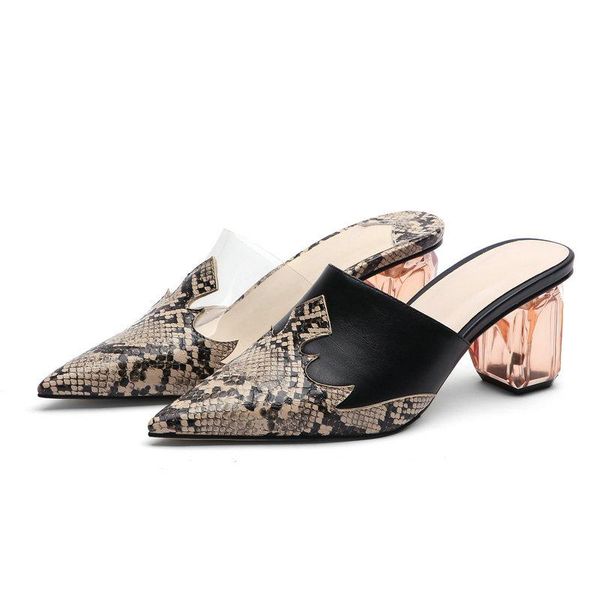 

animal prints casual basic shoes woman pointed toe women strange high heeled pumps spring summer plus size slippers, Black