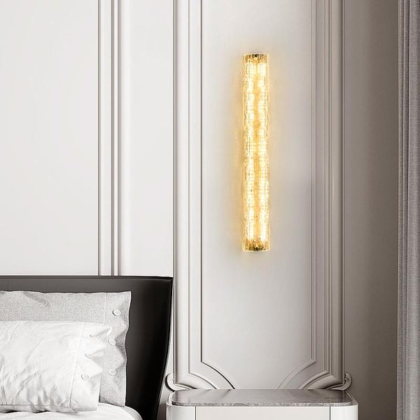 

wall lamp light luxury crystal post modern minimalist living room background villa el long bedroom bedside