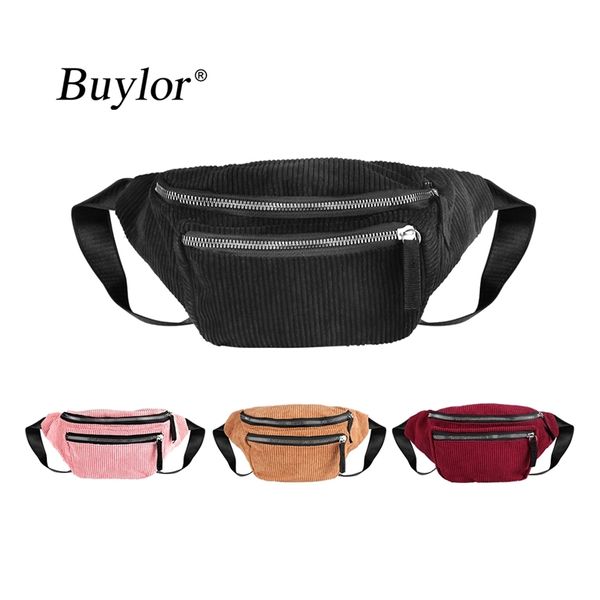 

buylor waist pack fanny for women corduroy designer belt bag chest fashion banana bum phone pouch travel 210911