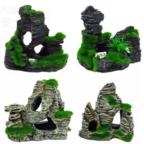 

aquarium decoration fish tank decor rockery mountain landscaping ornament cave building hole house aquascape accessories decorations