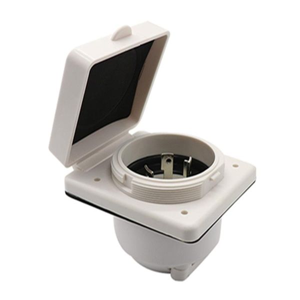 

parts 125v 30a power inlet waterproof lock for camper rv - us style (white)