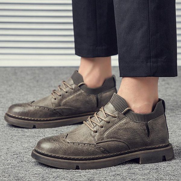 

boots mens for sports casual shoes fashion slip men shoe 2021 man leather wear low male loafers on leisure flat sneaker top, Black