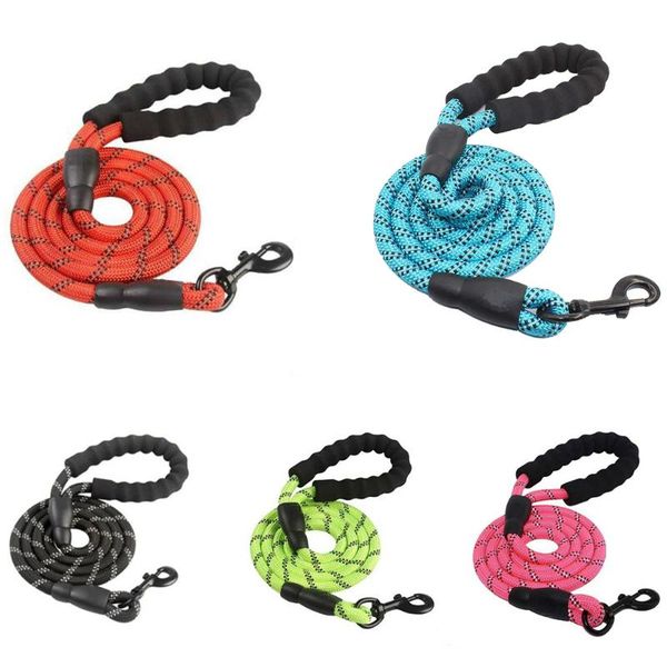 

dog collars & leashes large leash 1.5m reflective big lead harness walking pet collar traction round mountain climbing nylon rope belt