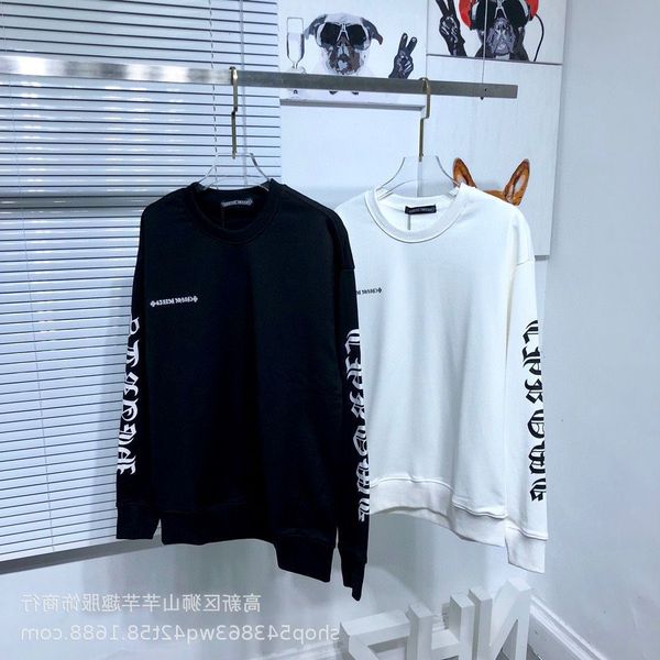 

qiukeluoxin ch sanskrit printed cross long sleeve sweater tide brand men's and women's lovers leisure loose cotton top, Black