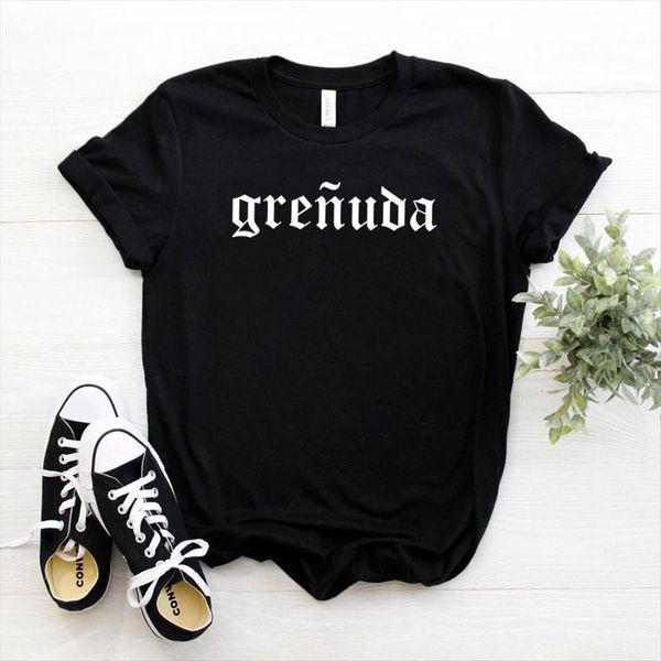 

grenuda letters print women t shirts short sleeve o neck loose ladies causal tee clothes, White