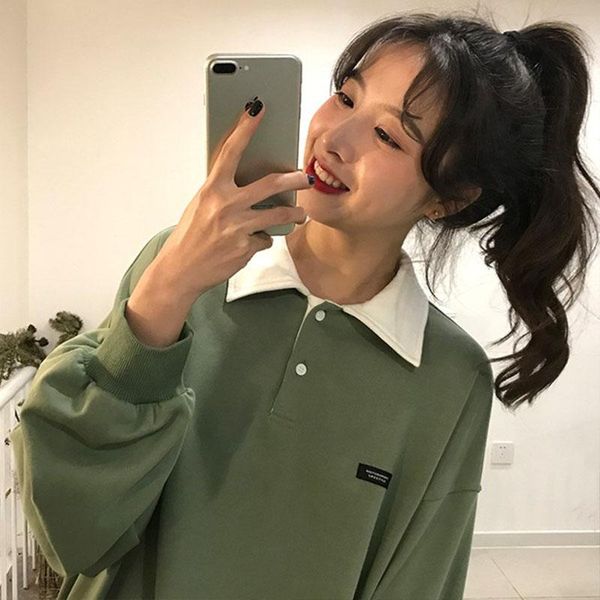 

women's hoodies & sweatshirts korea ulzzang harajuku autumn kawaii plus size long sleeve cartoon casual female vintage fun fashion o-n, Black