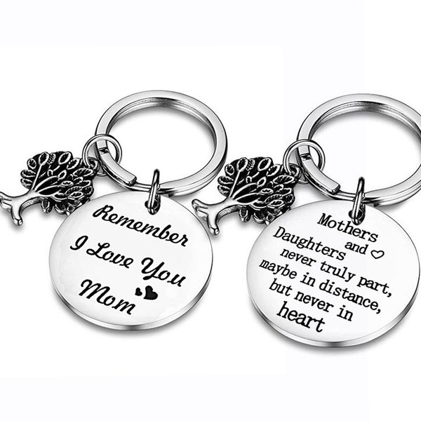 

remember i love you mom mothers day gift stainless steel engraved letters keychain thanksgiving party favors personalised gift, Silver