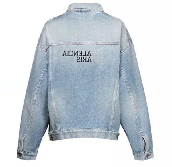 

men's loose denim jacket oversized ladies coat letter embroidery autumn and winter clothing blue outerwear fgr8007, Black;brown