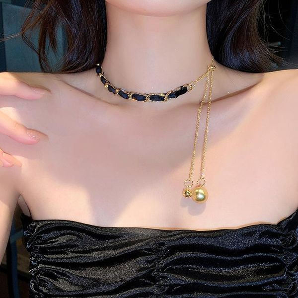 

chains cowbread design necklace for women woven temperament tide stainless steel clavicle chain women's jewelry, Silver