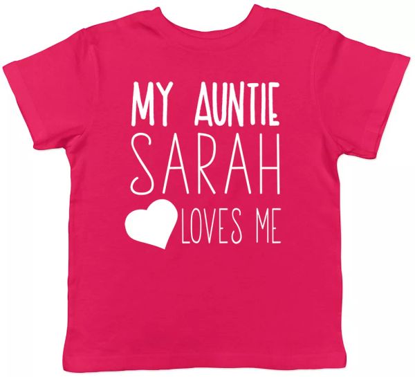 

Personalised My Auntie Any Name Loves Me Short Sleeve T-Shirt, White;black