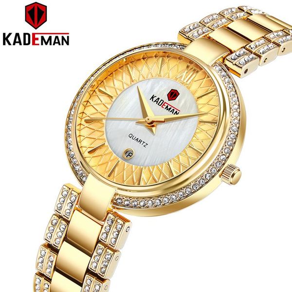 

wristwatches 859 luxury sells insert ladies watches fashion crystal dress women wristwatch quality full steel kademan brand watch elegant, Slivery;brown