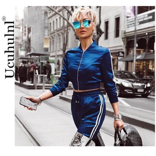 

spring casaul tracksuit 2 piece women tracksuits set and pants satin striped patchwork zipper sweat suit, Gray