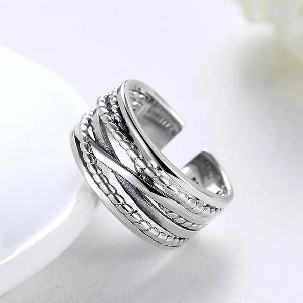 

wedding rings personality vintage 925 sterling silver jewelry multi-layer for women adjustable bague anillos, Slivery;golden
