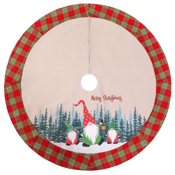 

christmas decorations 122cm diameter santa claus linen foldable tree skirt border year party