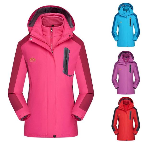 

women's jackets autumn winter women waterproof hoodie detachable breathable sport two-piece set outdoor coat chaquetas mujer streetwear, Black;brown