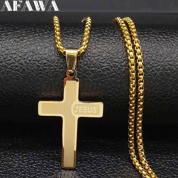 

fashion long jesus cross stainless steel for men gold color chain necklaces jewelry collares mujer n1174s02, Silver