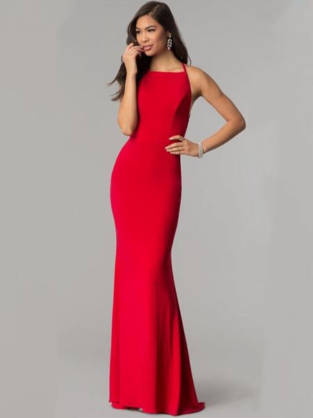 

red navy blue backless mermaid prom dresses 2022 sleeveless boat neck satin robes de soirÃ©e for women evening party gown, Black;red