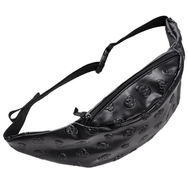 

waist bags skull black leather belt bag packs fanny pack for women 2021 fashion who cares pu bolsa cintura molle pouch