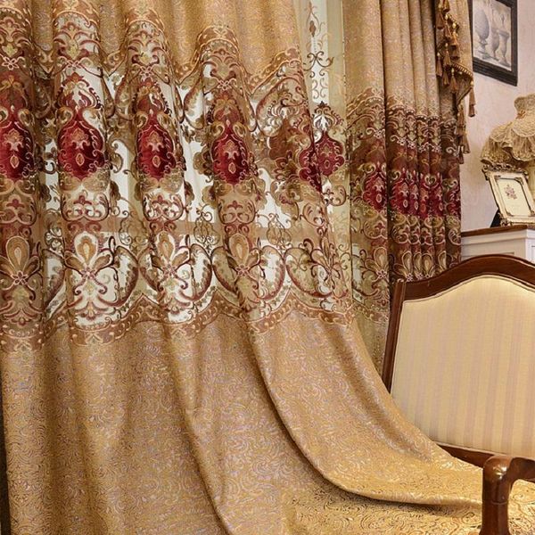 

curtain & drapes light luxury european-style curtains finished shading cloth high-end hollow embroidery for living room bedroom