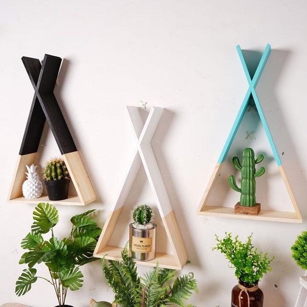

other home decor nordic wood triangle shelf children's room wall decoration ornament hanging storage rack