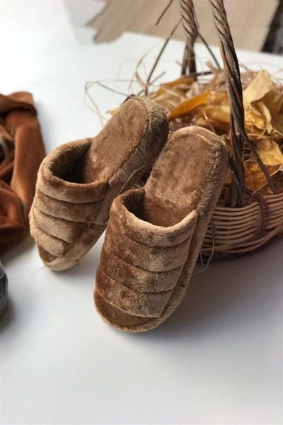 

slippers women's camel plush home slipper, Black