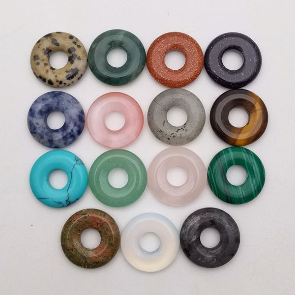 

healing natural crystal stone turquoise rose quartz 18mm peace buckle for necklace ring earrrings jewelry accessory, Black