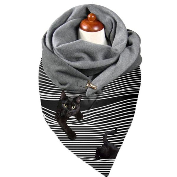 

scarves 3d cat printed women scarf neck gaiter warmer shawl wrap plaid winter thicken casual fashion face cover female, Blue;gray