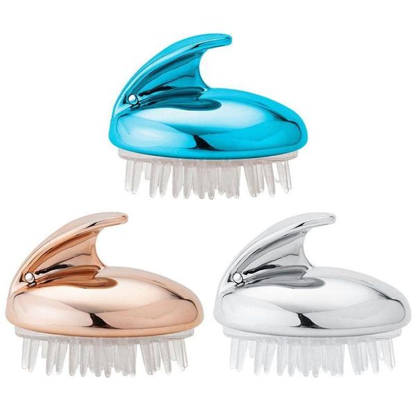 

hair brushes silicone head body to wash clean care root itching scalp massage comb shower brush bath spa anti-dandruff shampoo, Silver