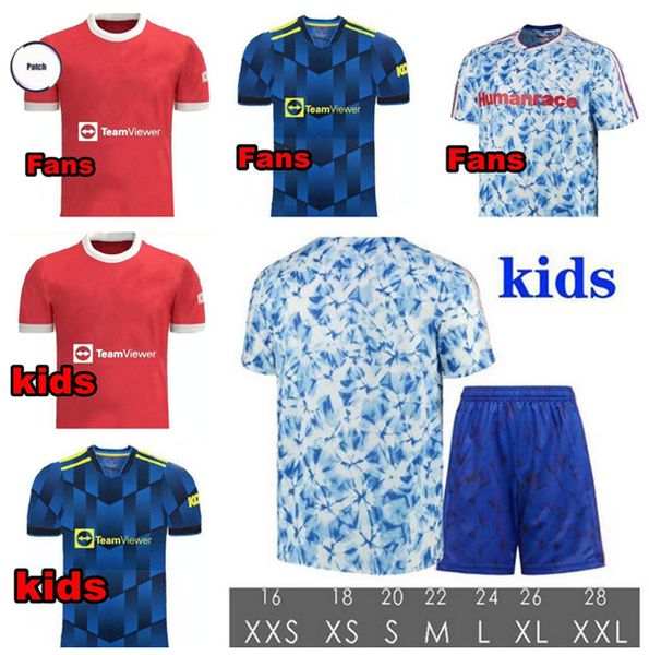

2021 2022 manchester soccer jerseys pogba humanrace b.fernandes united rashford fouth football shirt 21 22 man kids kit player version, Black;yellow