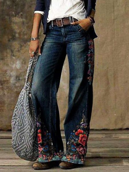 

large women's casual pants thin jeans wide leg, Black;white