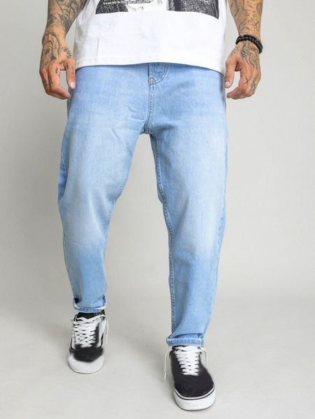 

men bleach wash tapered jeans u6jc#, Blue