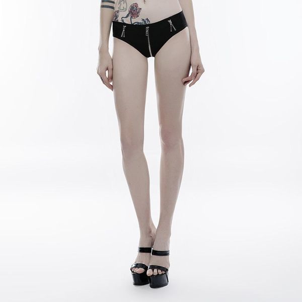 

women's personality punk swimming trunks summer material zipper black short pants shorts, White;black