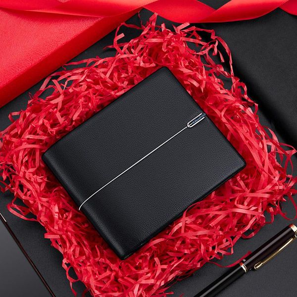 

wallets williampolo men's high-quality horizontal leather boutique cowhide short wallet card package, Red;black