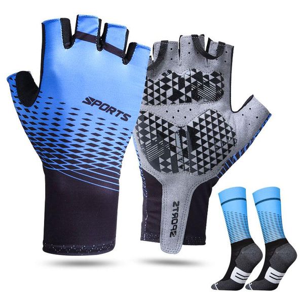 

men half finger cycling gloves summer women racing bike gel road anti-slip bicycle sport glove, Black
