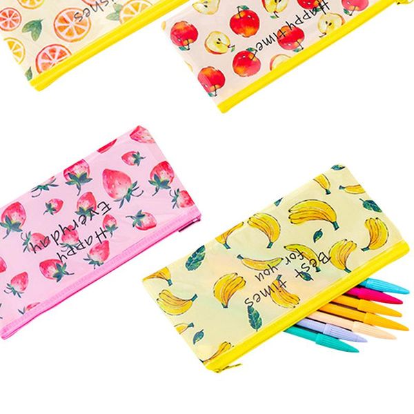 

pencil bags 1pcs/lot kawaii fruit grid zipper case student stationery bag