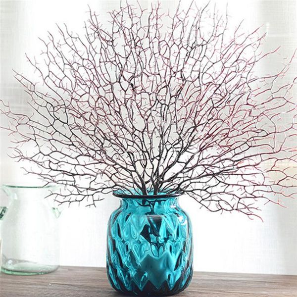 

peacock coral branch artificial plants for wedding party supplies home decorative fake flowers garden plant decor & wreaths