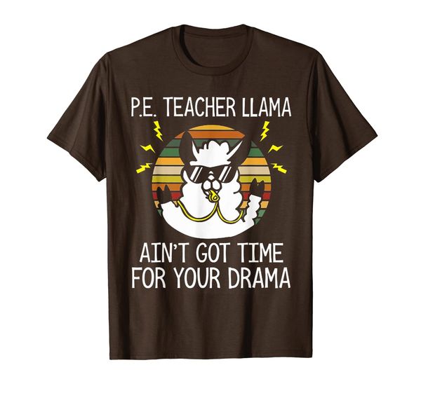 

pe teacher llama retro vintage sunset tshirt gift, White;black