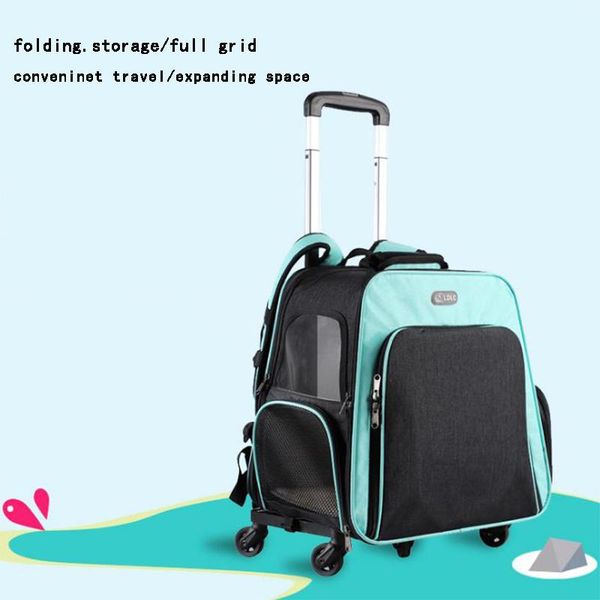 

fashion pet trolley backpack cat and dog outing air box portable foldable two-wheeled sokoban breathable car suitcase seat covers