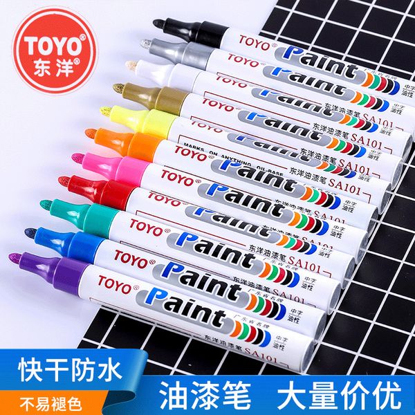 

painting pens toyo paint sa101 white marking color touch up tire pen waterproof, Black;red