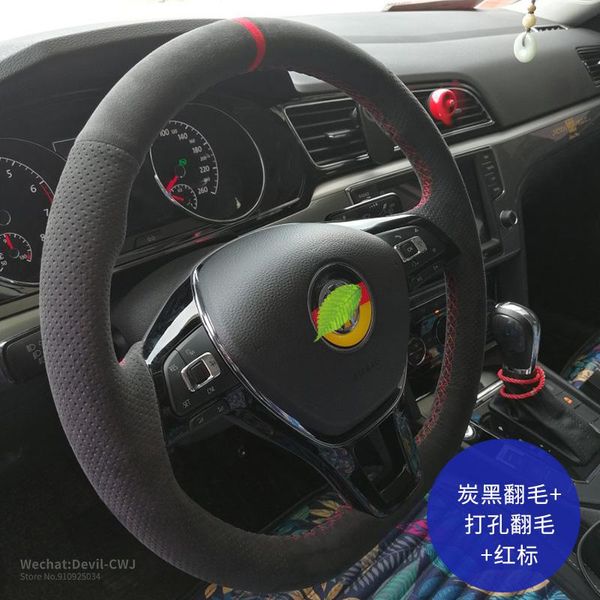 

perforated leather suede steering wheel cover for vw lavida sagitar golf magotan lamando bora passat tiguan volkswagen interior