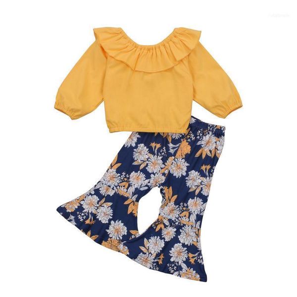 

2pcs toddler kids baby girl clothes sest long sleeve t-shirt flare/suspender pant trouser girls princess outfits1, White