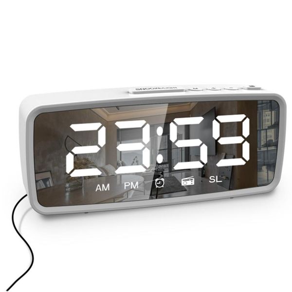 

other clocks & accessories alarm clock for bedroom, led big display with radio mirror clock, deep sleepers kids elderly home office