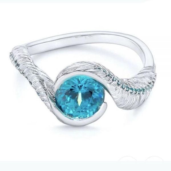 

cluster rings fashion certificate princess cut 3.2ct created blue sapphire ring original 925 silver charms engagement jewelry for women, Golden;silver