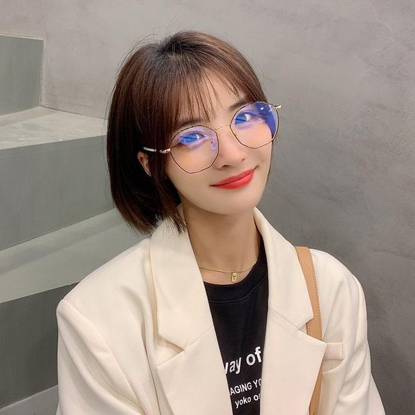 

sunglasses trendy women office anti blue light oversized computer glasses female blocking big size eyeglasses alloy frame eyewear, White;black