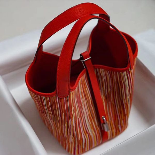 

designer bagscustomized food basket bucket bag hand stitched wax thread h classic leather vibrationu sheepskin water rippleluxury bag